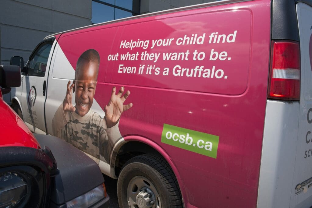 Catholic School Board van with curious claim for children's identity