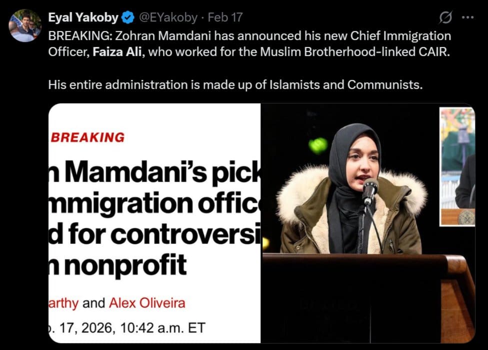 Mamdani Taps ‘Abolish ICE’ Activist/Former CAIR Employee Faiza Ali As NYC’s New Chief Immigration Officer